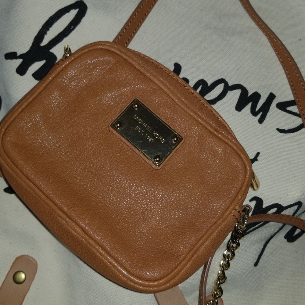 Michael Kors camel mini side bag